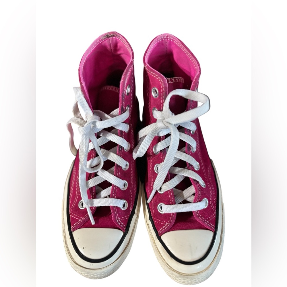 Converse shoes Chuck Taylor high top women’s size 5.5 hot pink suede - Picture 2 of 9